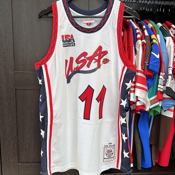 Karl Malone USA Basketball Mitchell & Ness 1996 NBA Authentic Jersey - Picture 1 of 11